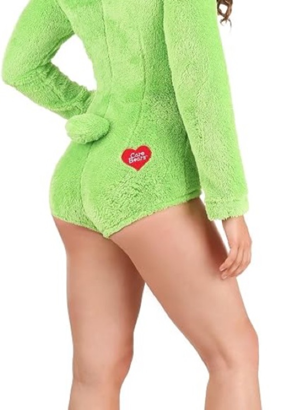 Care Bears Lime Green Hooded Plush Onesie Romper - Picture 4 of 11